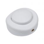In Line White Push Button Foot Switch, Single Pole, 2A for Standard Lamp etc